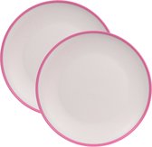 8x stuks onbreekbare kunststof/melamine roze ontbijt bordjes 28 cm voor outdoor/camping/picknick/strand