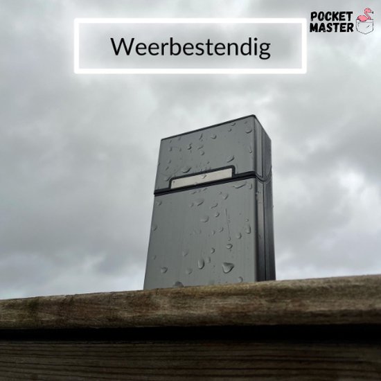 PocketMaster® Sigaretten Doosje - Zwart - Aluminium - Sigaretten Houder/Hoesje - Weerbestendig - Stevig en Luxe Opbergdoosje