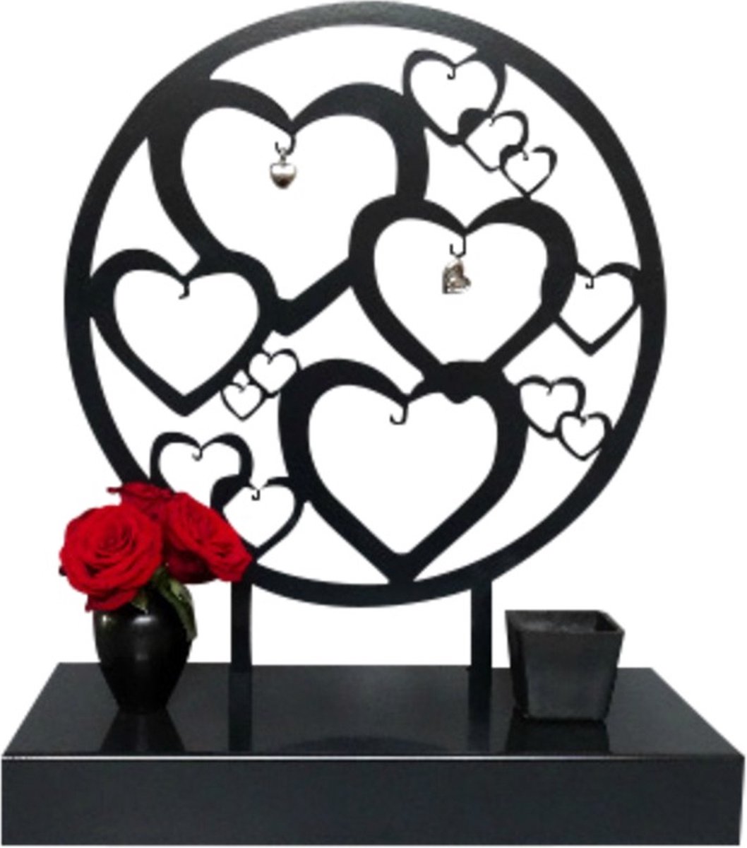 Grote urn - Vele hartjes - inhoud 3L - 38cm doorsnede - geheel metaal - exclusief design