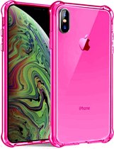 Smartphonica iPhone Xs Max transparant siliconen hoesje - Neon Roze / Back Cover geschikt voor Apple iPhone Xs Max