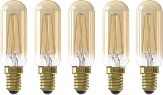 5 stuks Calex LED buislamp E14 3.5W 250lm 2100K Goud dimbaar Ø2.5x8.5cm T25