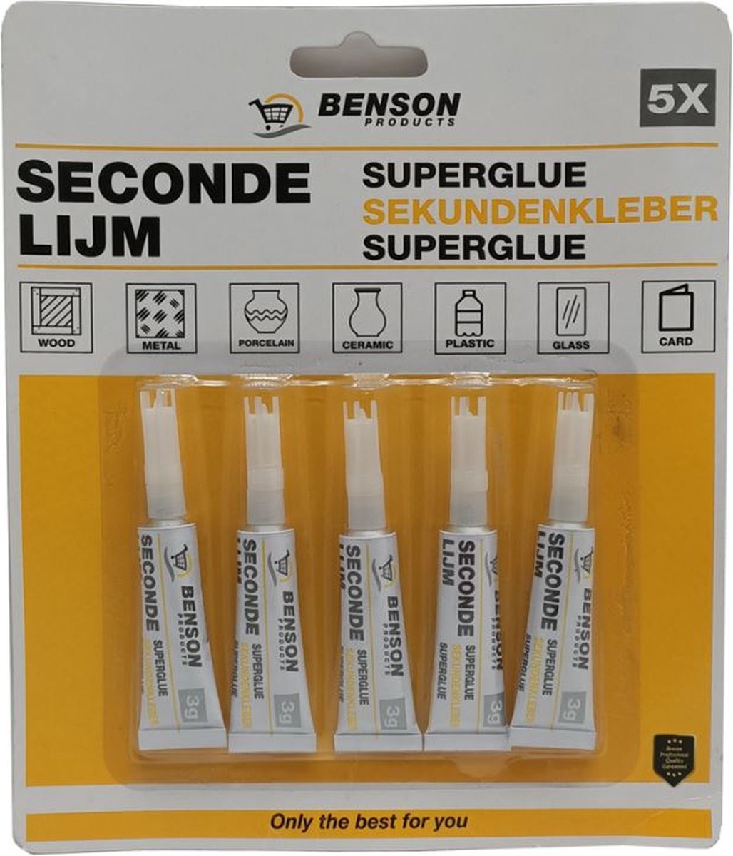 Benson - Secondenlijm - lijm - 5 stuks