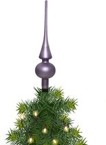 Kerstboom glazen piek lila paars mat 26 cm - Pieken/kerstpieken