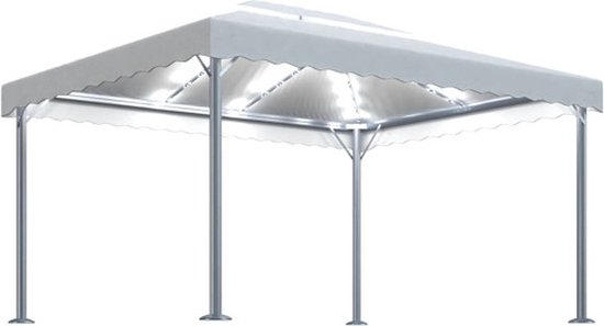 vidaXL - Prieel - met - LED-lichtslinger - 400x300 - cm - aluminium - crèmekleurig