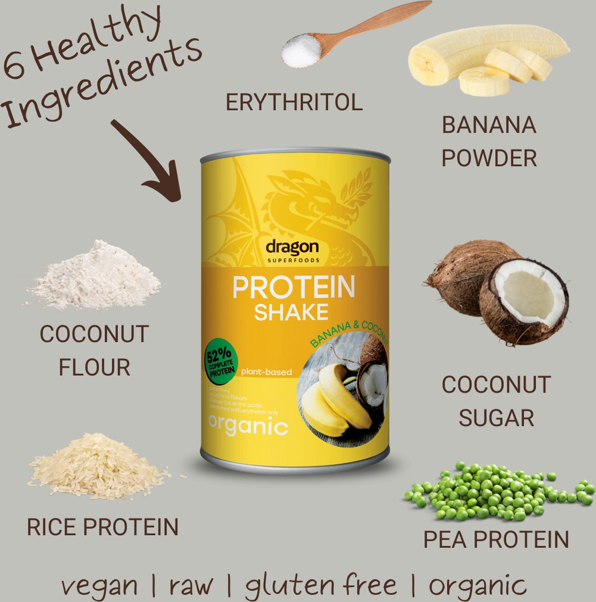 Dragon Superfoods | Vegan Protein Shake Banana & Coconut (450 g)
