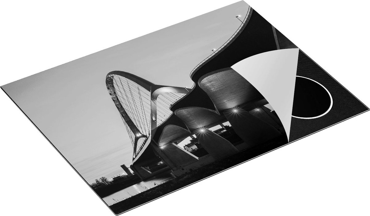 Chefcare Inductie Beschermer Oversteek Brug in Nijmegen - Zwart Wit - 71x52 cm - Afdekplaat Inductie - Kookplaat Beschermer - Inductie Mat