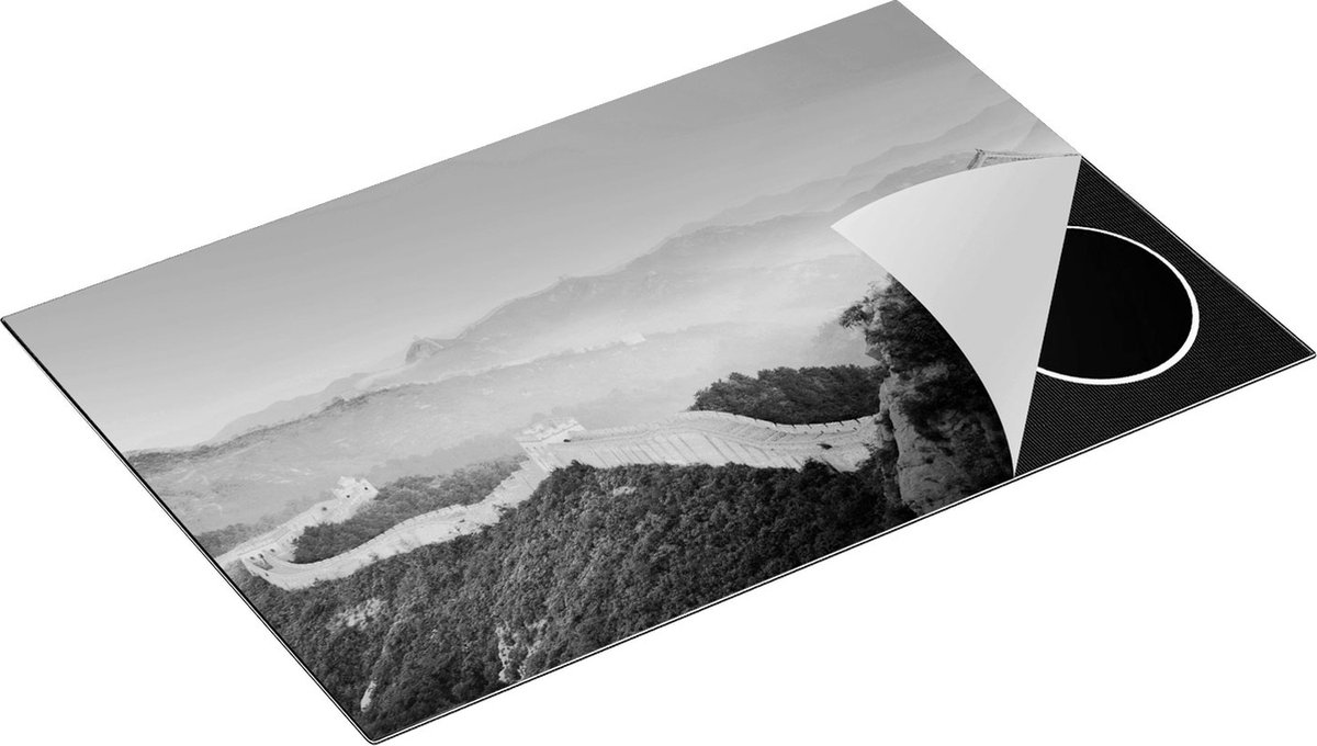 Chefcare Inductie Beschermer Chinese Muur bij Zonsopgang - Zwart Wit - 80,2x52,2 cm - Afdekplaat Inductie - Kookplaat Beschermer - Inductie Mat