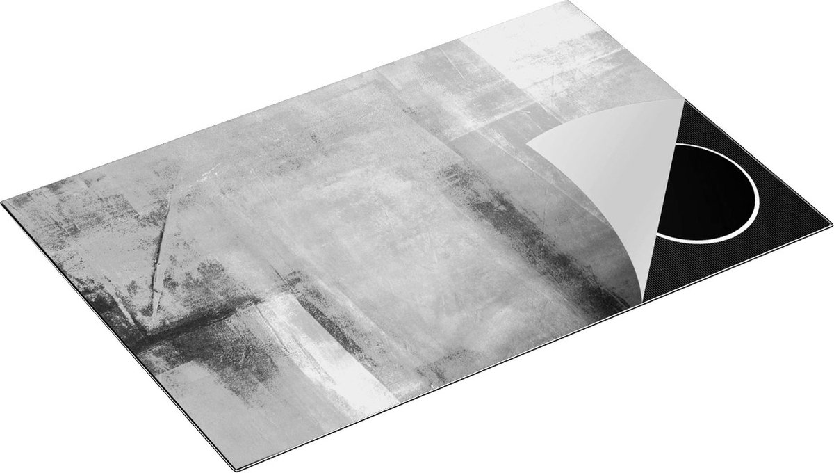 Chefcare Inductie Beschermer Abstracte Kunst - Zwart Wit - 81x52 cm - Afdekplaat Inductie - Kookplaat Beschermer - Inductie Mat