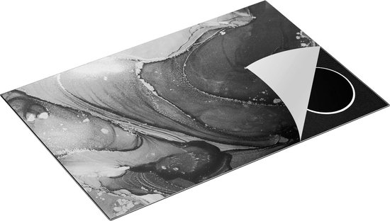 Chefcare Inductie Beschermer Abstracte Luxe Kunst - Zwart Wit - 81,6x52,7 cm - Afdekplaat Inductie - Kookplaat Beschermer - Inductie Mat