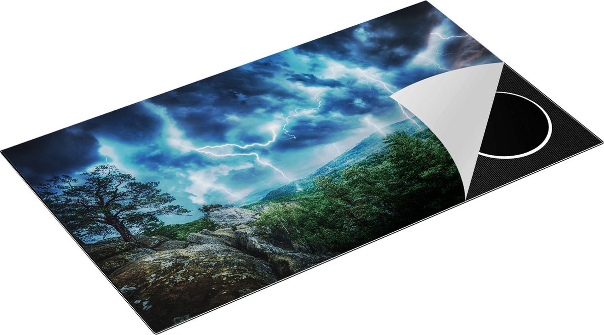 Chefcare Inductie Beschermer Onweer in het Bos - Bliksem - 90x52 cm - Afdekplaat Inductie - Kookplaat Beschermer - Inductie Mat