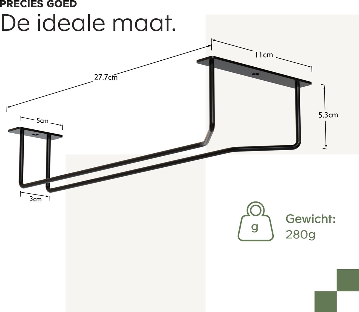 Wijnglazen Rek Plank Houder - Wijnglas en Champagne Glas Rack - Glaswerk Rack (Zwart, 40*20*7cm