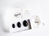 Ziamli Crystal eggs (Kristal eieren) obsidiaan - Set van 3 - Kristal ei - 100% Obsidiaan - Drilled - GIA Certified - ziamli.com
