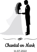 LBM raamsticker trouwen - Echtpaar met gepersonaliseerde namen - Zwart