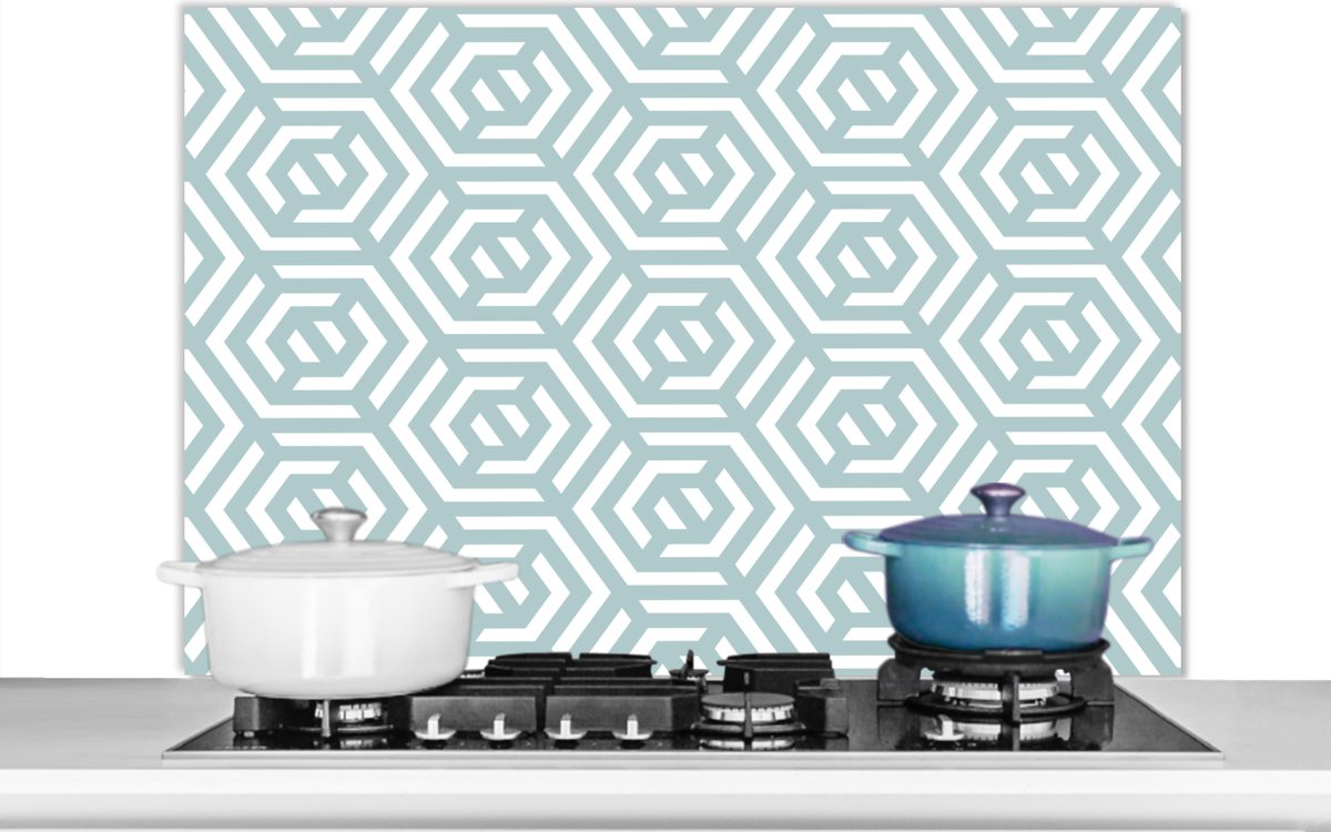 Kitchenyeah - Spatwand - Achterwand keuken - Patronen - Groen - Geometrie - Keuken - 100x65 cm