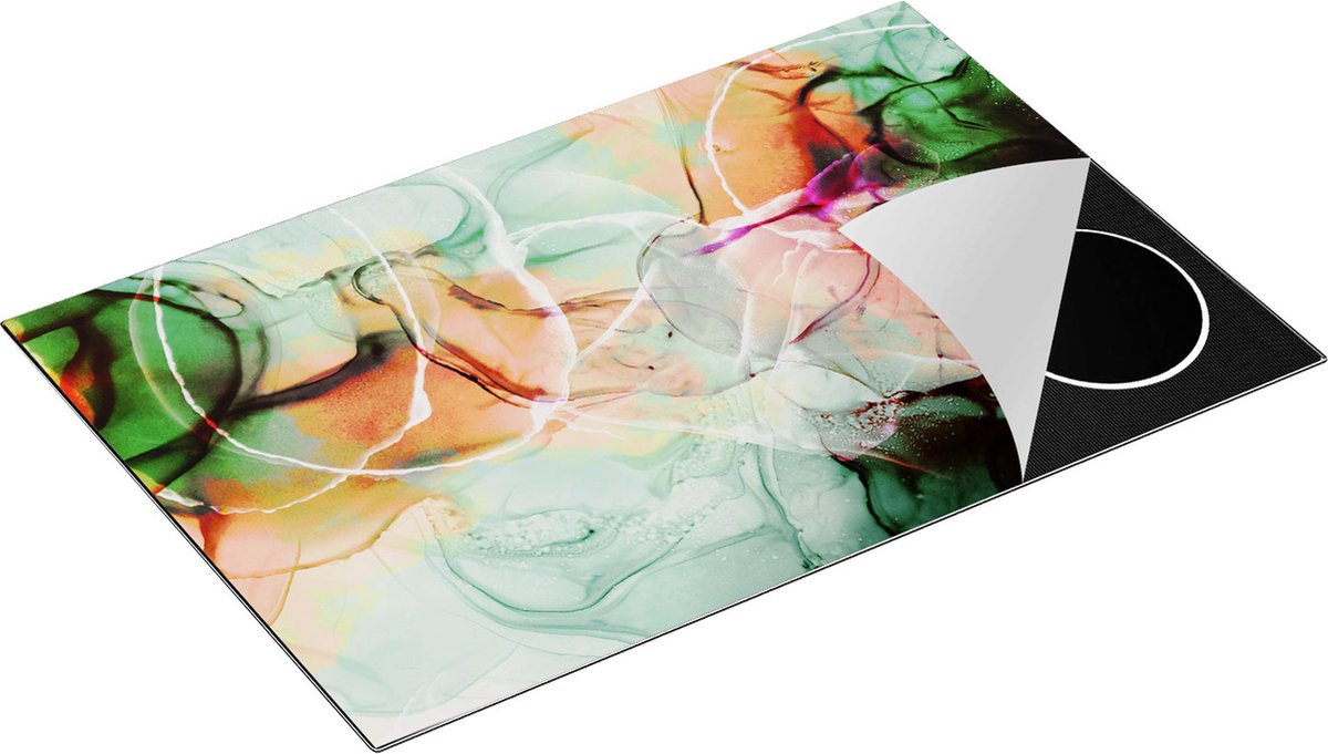 Chefcare Inductie Beschermer Abstracte Kunst - Groene Marmer - 80,2x52,2 cm - Afdekplaat Inductie - Kookplaat Beschermer - Inductie Mat