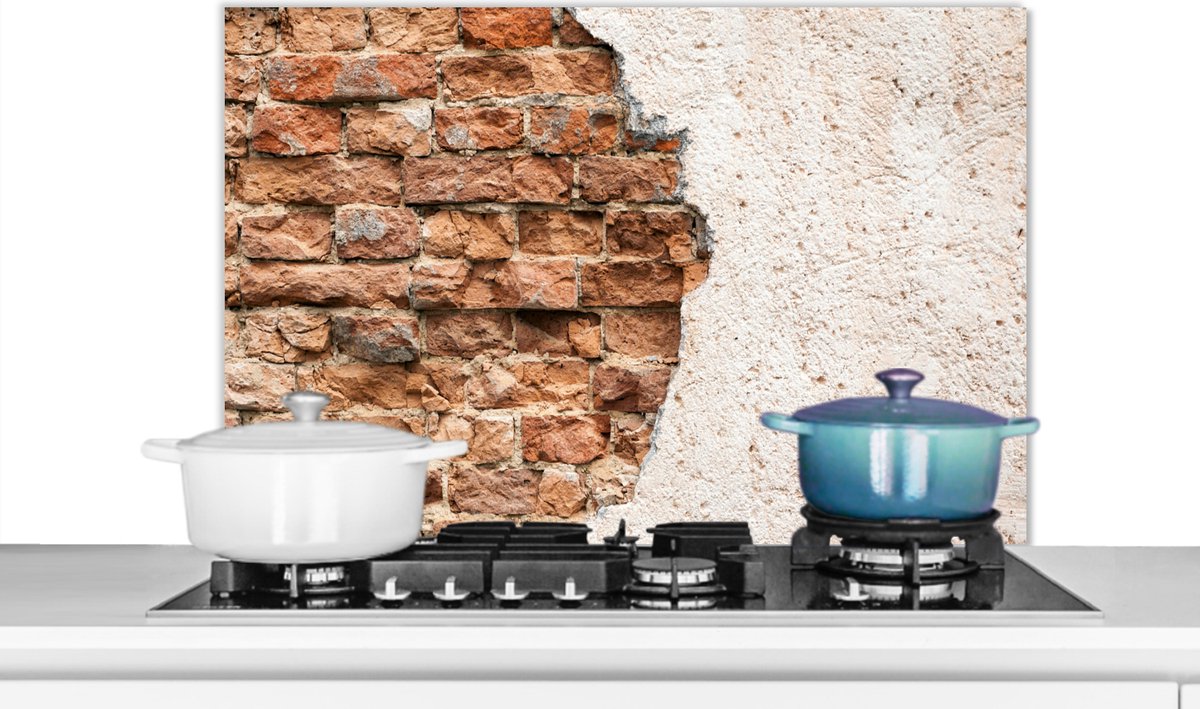 Spatscherm - Gips - Baksteen - Muur - Spatwand - Keuken achterwand - 90x60 cm