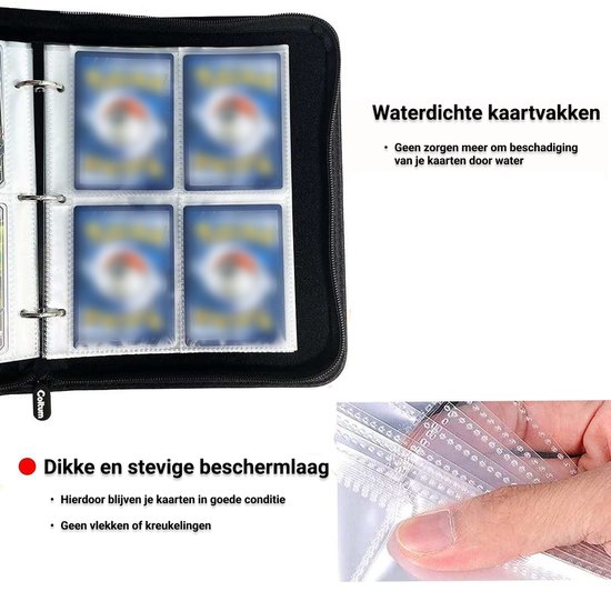Kaartenmap voor Pokemon, kaarthouder met 4 vakken, waterdichte