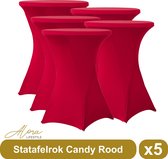 Statafelrok candy rood 80 cm - per 5 - partytafel - Alora tafelrok voor statafel - Statafelhoes - Bruiloft - Cocktailparty - Stretch Rok - Set van 5