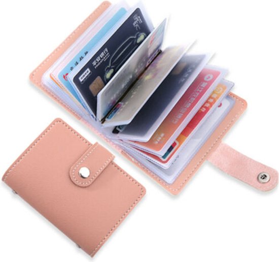 Porte-cartes - porte-cartes de crédit - portefeuille pour cartes - porte-cartes bancaires - porte-cartes de visite - portefeuille porte-cartes - protège-cartes - homme et femme - 24 cartes - Rose
