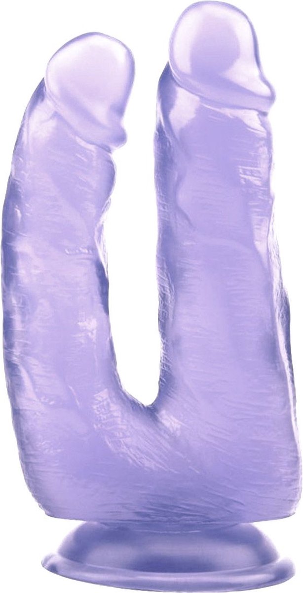 Goedkoopste Bang It - Dubbele Dildo XXL - Met zuignap voor vrouwen - Realistische dildo’s voor mannen - Anaal - 22 cm - Paars