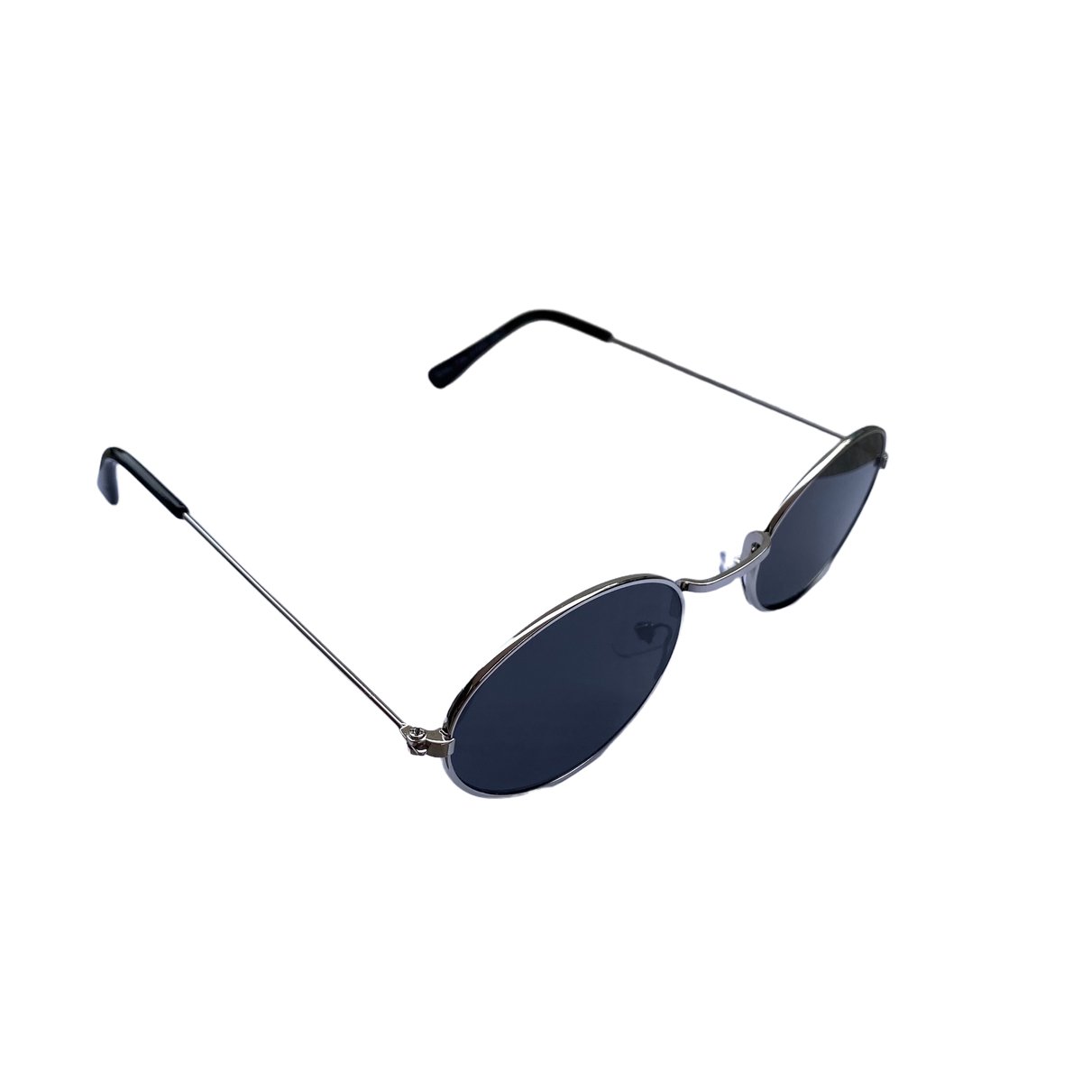 Joboly Ovale Zonnebril - Zilverkleurig Frame - Zwarte Lenskleur - Dames en Heren