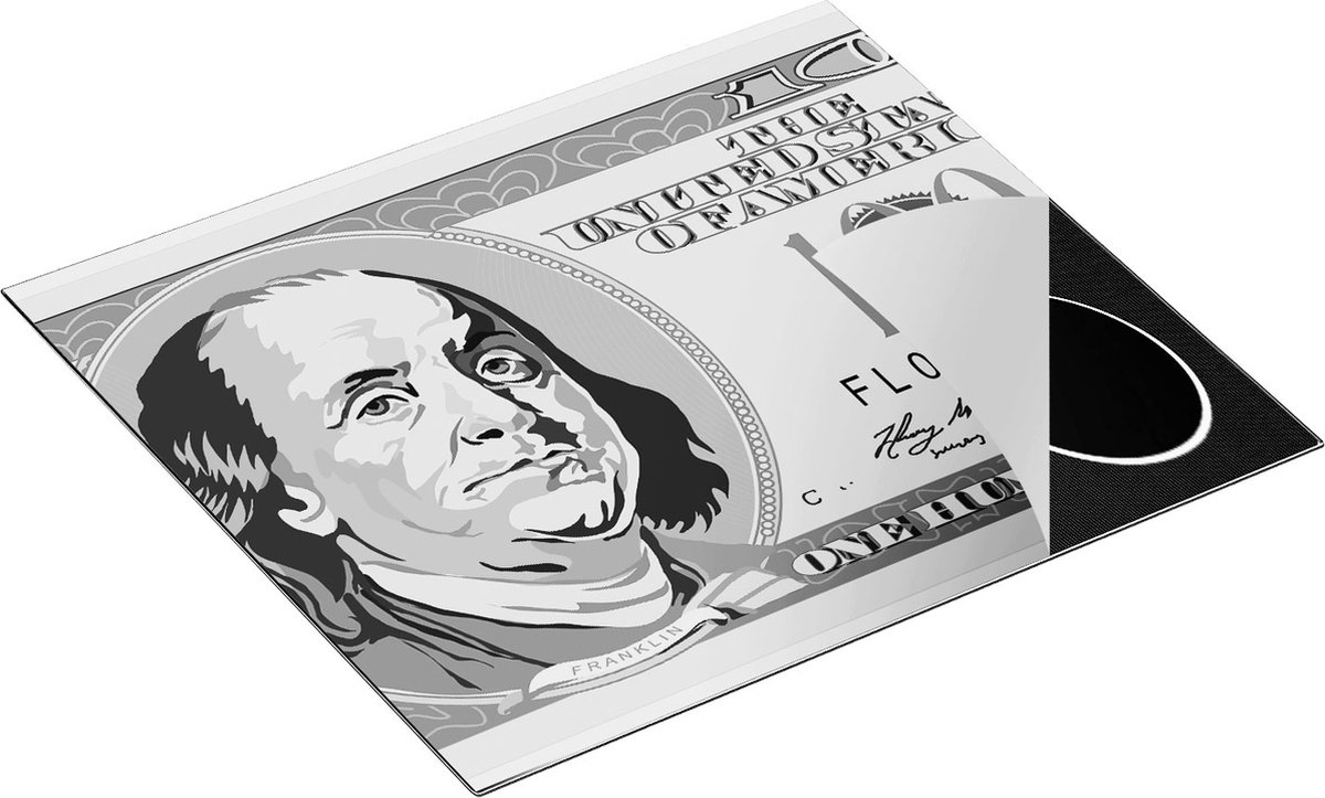 Chefcare Inductie Beschermer Geld Dollar Biljet - Briefje van 100 Dollar - Zwart Wit - 59x52 cm - Afdekplaat Inductie - Kookplaat Beschermer - Inductie Mat
