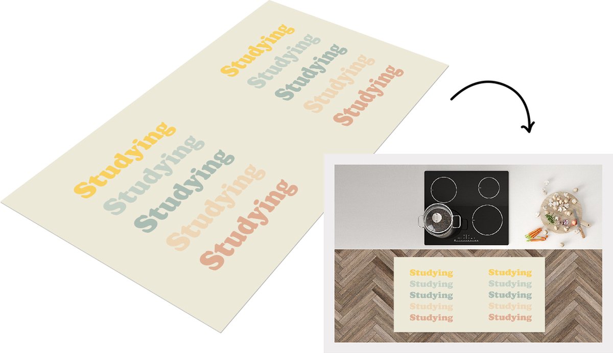 KitchenYeah Keukenloper - Loper keuken - Quotes - Studenleven - Leren - Studenten - 120x60 cm - Keukenloper vinyl Multicolor