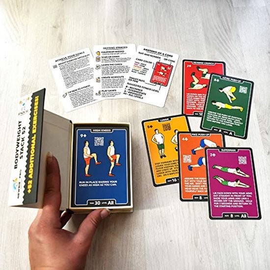 Thumbnail van een extra afbeelding van het spel Bodyweight Exercise Cards: Workout Playing Card Game. Designed by a Military Fitness Expert. Video Instructions Included. No Equipment Needed. Burn Fat Build Muscle