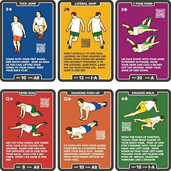 Thumbnail van een extra afbeelding van het spel Bodyweight Exercise Cards: Workout Playing Card Game. Designed by a Military Fitness Expert. Video Instructions Included. No Equipment Needed. Burn Fat Build Muscle
