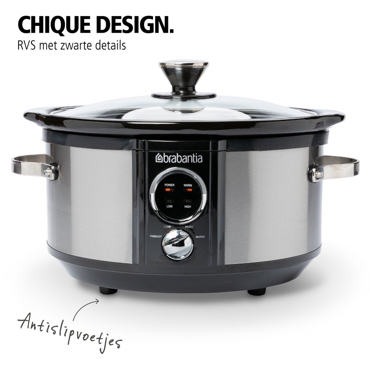 Brabantia BBEK1081 Slowcooker - 3.5 Liter - 180 Watt - Warmhoudfunctie - Keramische binnenpan – foto 6