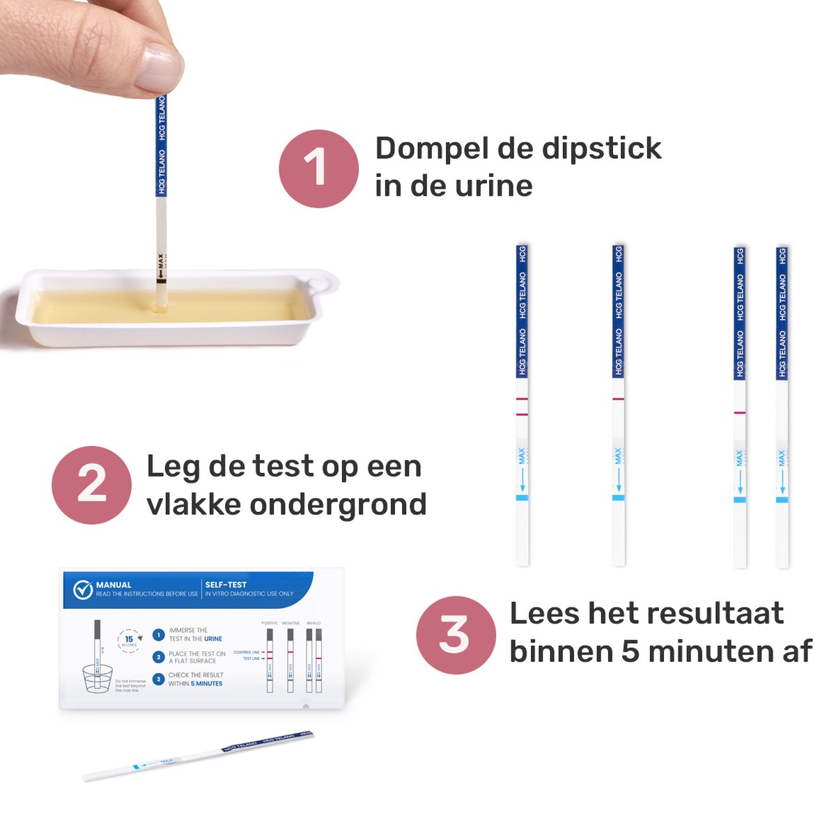 Telano Ovulatietest 30 stuks Gevoelig + 10 stuks Zwangerschapstesten Vroeg Dipstick - Ovulatiekalender Voordeelset Strip – foto 6