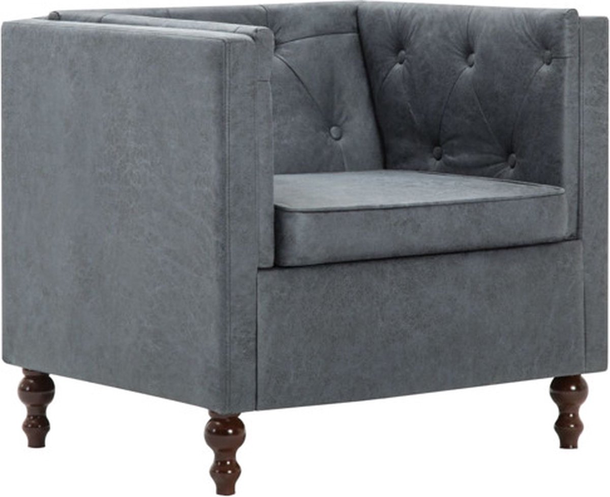 vidaXL Fauteuil - stof - grijs
