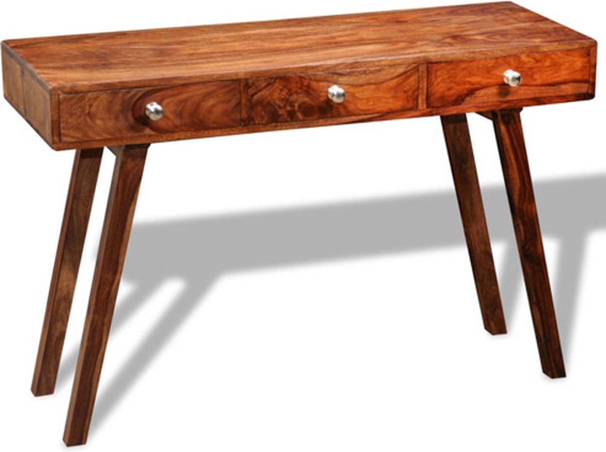 vidaXL Wandtafel - met - 3 - lades - 76 - cm - massief - acaciahout bruin