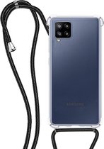 Hoes Geschikt voor Samsung A12 Hoesje Transparant Met Telefoonkoord Cover Shock Proof Case Koord Hoes