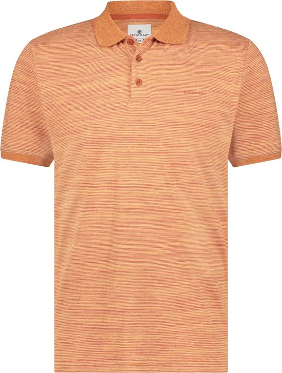 State of Art - Polo Jersey Strepen Oranje - Regular-fit - Heren Poloshirt Maat M