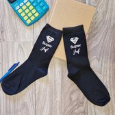 Sokken super juf - sokken - zwarte sokken - maat 35/38 - super juf - grappige sokken