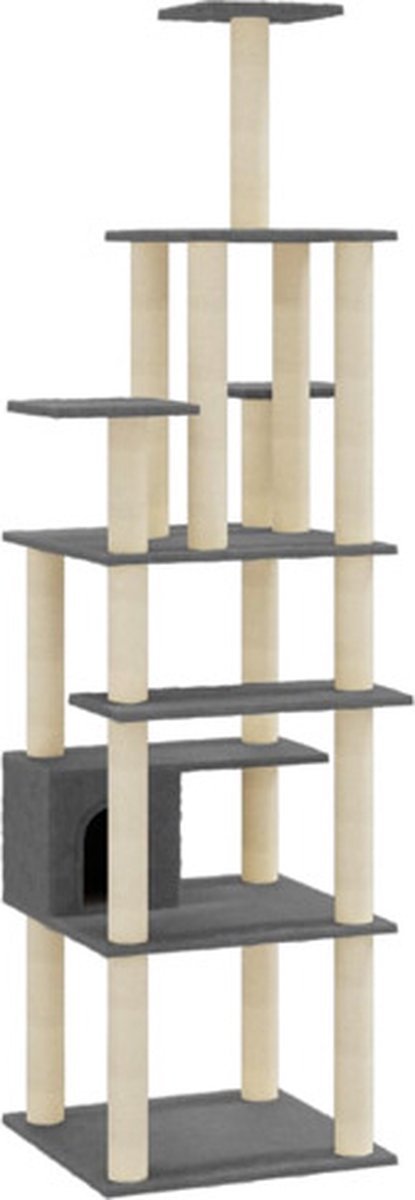 vidaXL Kattenkrabpaal met sisal krabpalen 183 cm donkergrijs