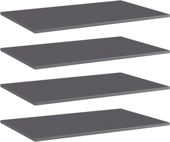 Quatre étagères murales en aggloméré gris de 80x50x1,5 cm.