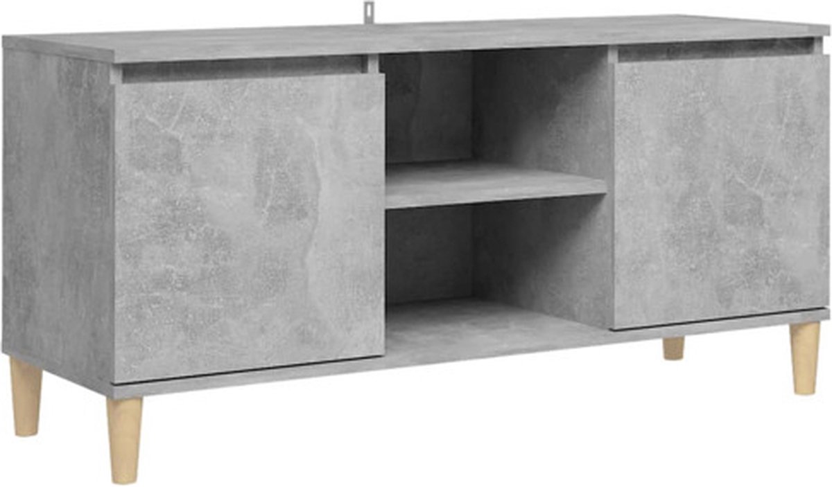 vidaXL - Tv-meubel - met - massief - houten - poten - 103,5x35x50 - cm - betongrijs