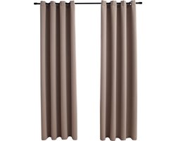 vidaXL - Gordijn - verduisterend - met - metalen - ringen - 2 - st - 140x225 - cm - taupe