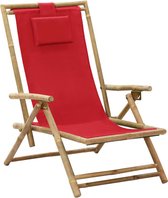 vidaXL - Relaxstoel - verstelbaar - bamboe - en - stof - rood
