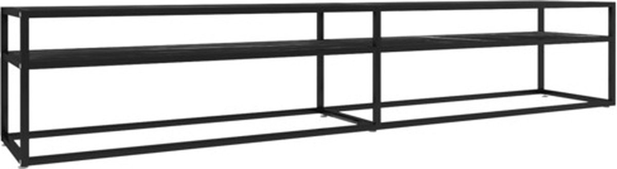 vidaXL - Tv-meubel - 220x40x40,5 - cm - gehard - glas - zwartmarmerkleurig