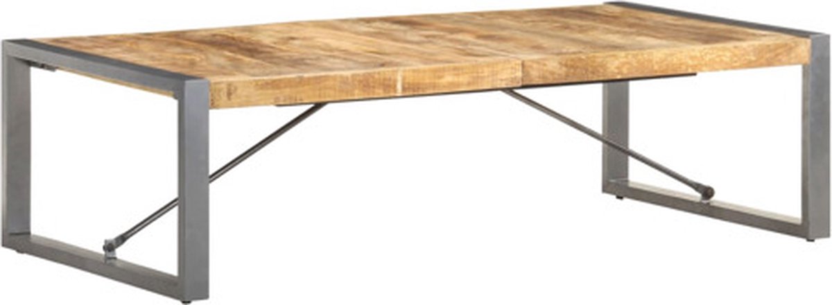 vidaXL Salontafel - 140x70x40 - cm - ruw - mangohout grijs