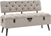 vidaXL Banc de rangement avec dossier 110 cm Tissu Crème - Banc de rangement - Bancs de rangement - Banc de rangement - Bancs de rangement