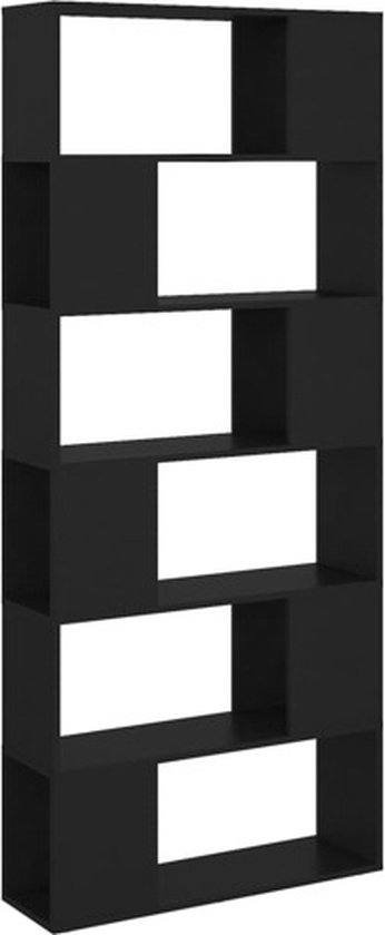 vidaXL-Boekenkast/kamerscherm-80x24x186-cm-bewerkt-hout-zwart