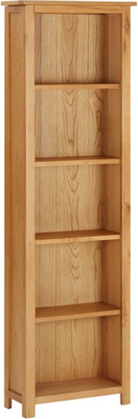 vidaXL Boekenkast smal 52x22,5x170 cm massief eikenhout en MDF
