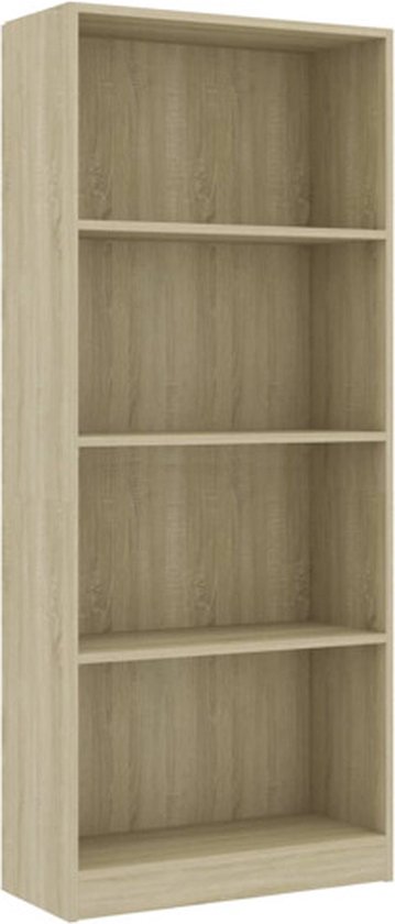 vidaXL - Boekenkast - met - 4 - schappen - 60x24x142 - cm - bewerkt - hout - sonoma - eik