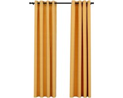 vidaXL - Gordijnen - linnen-look - verduisterend - ogen - 2 - st - 140x245 - cm - geel