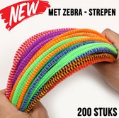 Allernieuwste 200 Stuks ZEBRA Strepen Chenilledraad Pijpenragers Multicolor - Chenille Draad Pijpragers met streepjes - 30 cm - 200 Stuks