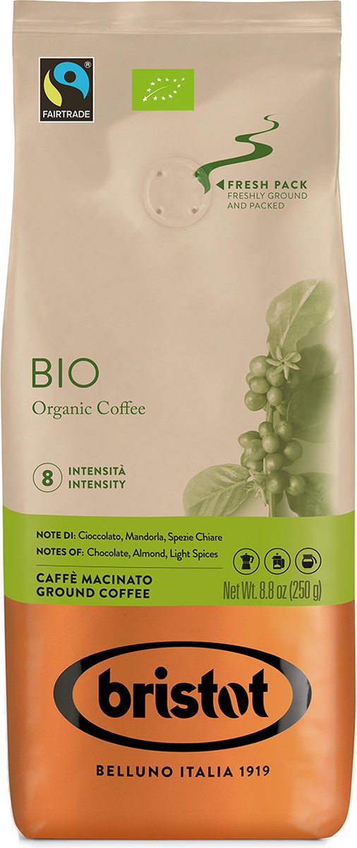 Goedkoopste Bristot BIO - Biologische Gemalen Koffie - 250 gram